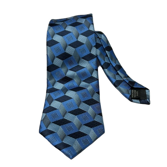 Men's Franco Deluca Italy Blue 3D Tie Cravatte - Picture 1 of 6